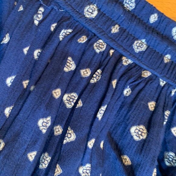 Lily Morgan skirt, mini, full, boho, pull on, Sz L, EUC, navy - Picture 5 of 14